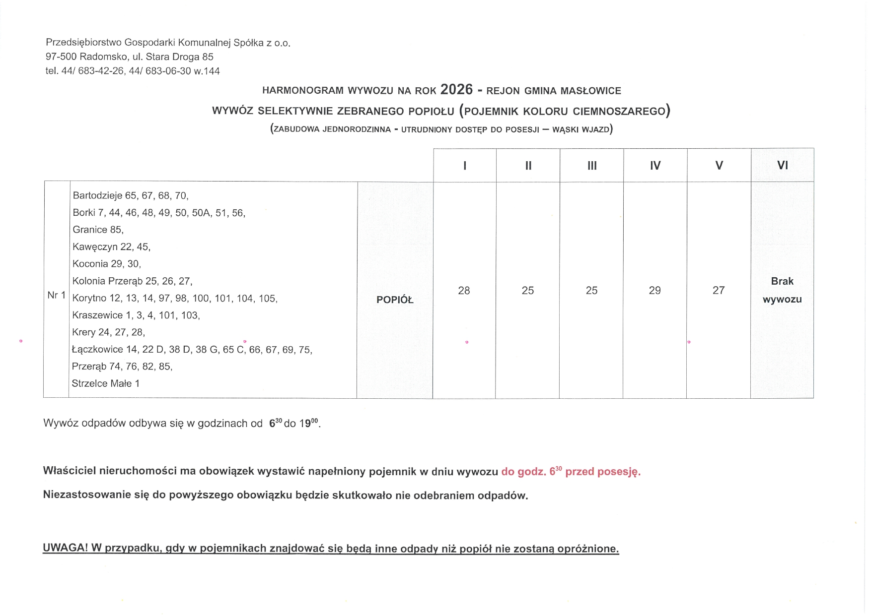 Harmonogram wywozu odpadów komunalnych 2026 page 0005