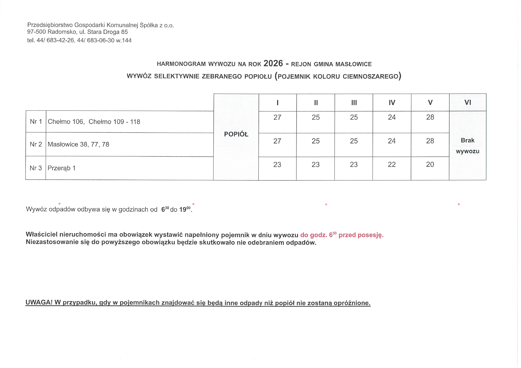 Harmonogram wywozu odpadów komunalnych 2026 page 0008